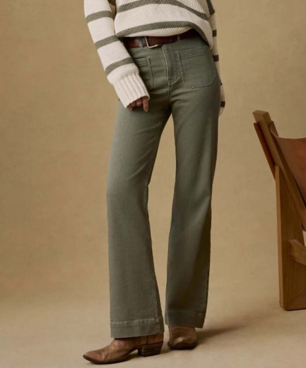 Faherty Stretch Terry Patch Pocket Pants Olive Green 30